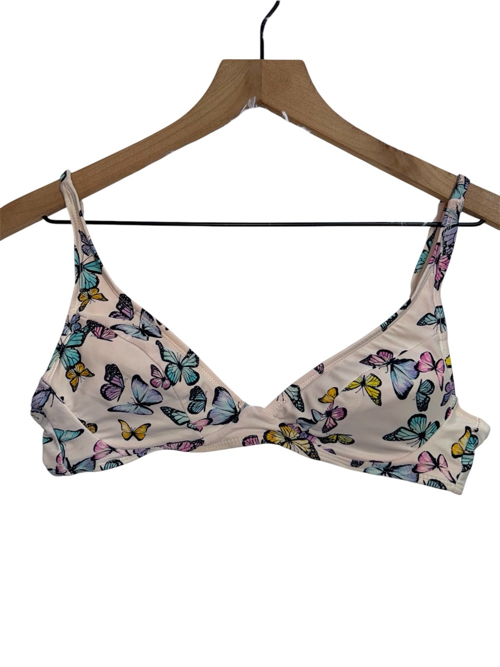 Cream Colorful Butterfly Structured Bikini Top Swimsuit Bralette Whimsy Fairy